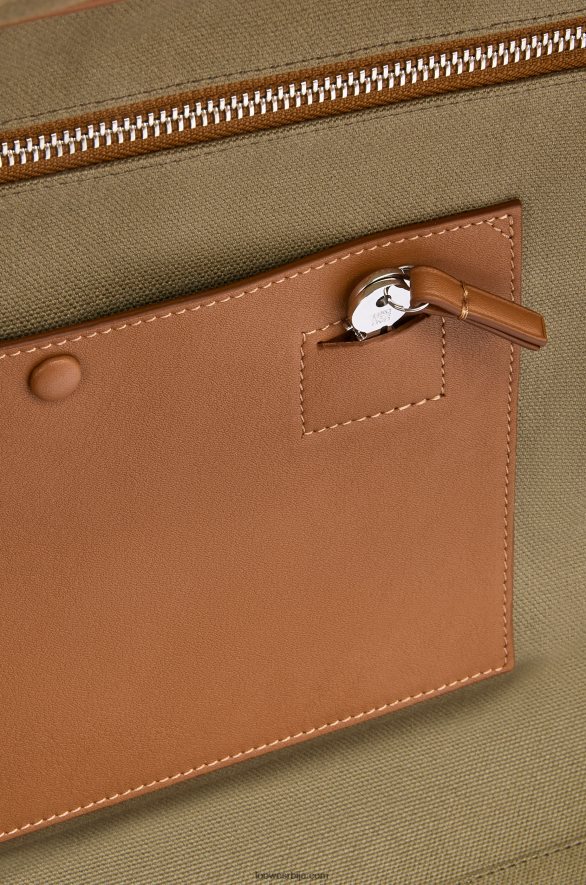 Loewe мушкарци Амазона 44 торба од анаграм жакарда и телеће коже каки зелена/тан HJTY161