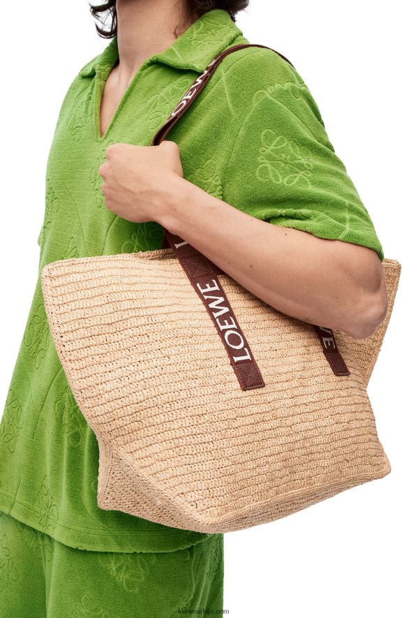 Loewe мушкарци преклопити купца у рафију природан/тан HJTY38