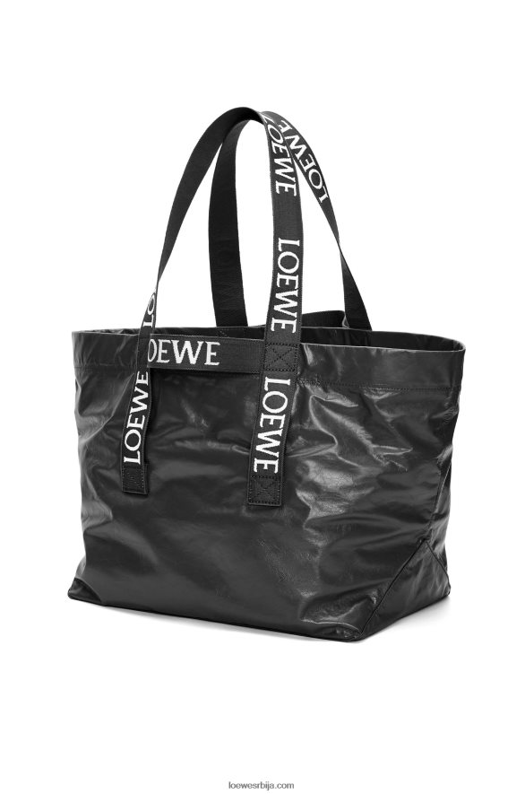Loewe мушкарци савијте купац у папирну телећу кожу црн HJTY68