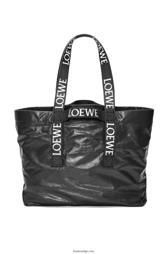 Loewe мушкарци савијте купац у папирну телећу кожу црн HJTY68