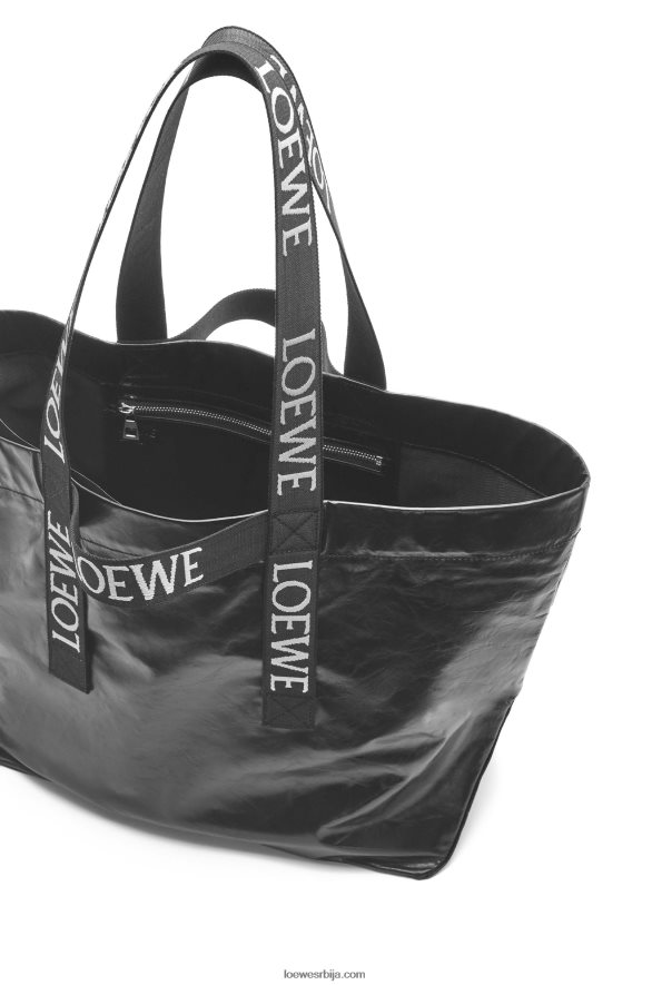 Loewe мушкарци савијте купац у папирну телећу кожу црн HJTY68